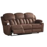 Jocisland Recliner Couch, Reclining Sofa with Cup Holders, 3 Seater Reclining Couch with Dual Wingback, Comfy Recliner Sofas for Living Room(Brown)