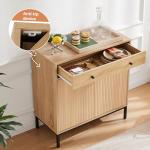 Mericonia Farmhouse Buffet Sideboard Cabinet with Storage, Fluted Coffee Bar with Doors and Adjustable Shelves, Modern Wood Cabinet for Kitchen, Livingroom (Fluted 2 Door, Natural)