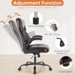 Sweetcrispy Computer Gaming Chair, Ergonomic High Back Heavy Duty Task Desk Office Chairs with Wheels, Flip-up Arms, Adjustable Height, PU Leather,Dark Brown