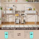 DAOUTIME White Computer Desk, 36 Inch Small Desk with Drawers, Home Office Desk with Storage Shelves for Bedroom, Living Room, Dorm, Vanity Desk for Small Spaces, White