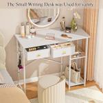 DAOUTIME White Computer Desk, 36 Inch Small Desk with Drawers, Home Office Desk with Storage Shelves for Bedroom, Living Room, Dorm, Vanity Desk for Small Spaces, White