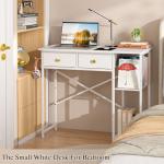 DAOUTIME White Computer Desk, 36 Inch Small Desk with Drawers, Home Office Desk with Storage Shelves for Bedroom, Living Room, Dorm, Vanity Desk for Small Spaces, White
