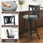 MALOL Swivel Bar Stools Set of 2, 26 Inch Counter Height Barstool with Silent Rotation, High-Density Foam Cushion, Solid Wood Frame, Footrest & Anti-Slip Pads for Kitchen Islands and Home Bars (Grey)