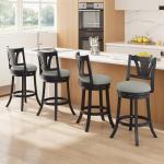 MALOL Swivel Bar Stools Set of 2, 26 Inch Counter Height Barstool with Silent Rotation, High-Density Foam Cushion, Solid Wood Frame, Footrest & Anti-Slip Pads for Kitchen Islands and Home Bars (Grey)