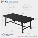 GarveeHome Industrial Dining Table for 6-8 People, 70.87" Long Wooden Kitchen Table with Sturdy Metal Frame & Black Finish, Seats 6 Rectangular Counter for Dinner, Kitchen, Dining Room - Black