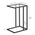 HOOBRO C Shaped End Table Set of 2, Tempered Glass Snack Side Table with Metal Frame, TV Tray Table for Small Space, Sofa Couch and Bed, Modern Style, Black BK03SFP201