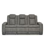 Signature Design by Ashley Next-Gen DuraPella Modern Faux Leather Power Reclining Sofa with Adjustable Headrest, Gray