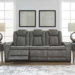 Signature Design by Ashley Next-Gen DuraPella Modern Faux Leather Power Reclining Sofa with Adjustable Headrest, Gray