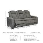 Signature Design by Ashley Next-Gen DuraPella Modern Faux Leather Power Reclining Sofa with Adjustable Headrest, Gray