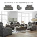 Signature Design by Ashley Next-Gen DuraPella Modern Faux Leather Power Reclining Sofa with Adjustable Headrest, Gray