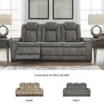Signature Design by Ashley Next-Gen DuraPella Modern Faux Leather Power Reclining Sofa with Adjustable Headrest, Gray