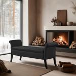 Yaheetech 52in Ottoman Bench Folding Storage Ottoman Bench Tufted Fabric Entryway Bench with Arms Footstool with Large Storage Foot Rest Seat Rolled Arms Cushioned Ottoman Black