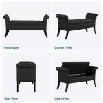 Yaheetech 52in Ottoman Bench Folding Storage Ottoman Bench Tufted Fabric Entryway Bench with Arms Footstool with Large Storage Foot Rest Seat Rolled Arms Cushioned Ottoman Black