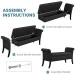 Yaheetech 52in Ottoman Bench Folding Storage Ottoman Bench Tufted Fabric Entryway Bench with Arms Footstool with Large Storage Foot Rest Seat Rolled Arms Cushioned Ottoman Black