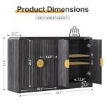 Decofy 55" Buffet Sideboard Cabinet, Mid Century Modern Console Cabinet with Wavy Grain Doors & Adjustable Shelves for Kitchen Cabinets, Living Room, Entryway, Coffee Bar Cabinet (Black Walnut)