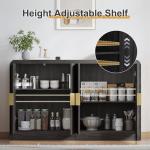 Decofy 55" Buffet Sideboard Cabinet, Mid Century Modern Console Cabinet with Wavy Grain Doors & Adjustable Shelves for Kitchen Cabinets, Living Room, Entryway, Coffee Bar Cabinet (Black Walnut)