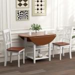 Giantex Dining Room Chairs Set of 2 White, Wooden Farmhouse Kitchen Chairs with Rubber Wood Seat, Acacia Wood Legs, Max Load 360 Lbs, Heavy Duty Wood Armless Dining Chairs with High Back