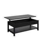 Panana Lift Top Coffee Table with Hidden Compartment and Open Shelf, Lift Tabletop Pop-Up Tea Table for Living Room, 45.28" L, Black