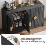 Decofy 55" Buffet Sideboard Cabinet, Mid Century Modern Console Cabinet with Wavy Grain Doors & Adjustable Shelves for Kitchen Cabinets, Living Room, Entryway, Coffee Bar Cabinet (Black Walnut)