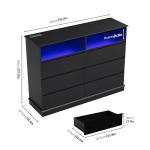 GAOMON Black Dresser for Bedroom with 6 Drawers, Modern Chest Featuring LED Lights and Charging Station, Spacious Storage Cabinet with Open Space for Living Room or Hallway