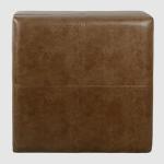 HomePop Faux Leather Square Storage Ottoman with Wood Legs, Brown