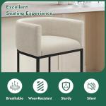 KRAMZMING Counter Height Bar Stools Set of 2, 24 Inch Seat Height Barstools for Dining Room, Fabric Upholstered Bar Chair for Kitchen Island, Linen Counter Stools with Metal Legs, Beige