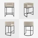 KRAMZMING Counter Height Bar Stools Set of 2, 24 Inch Seat Height Barstools for Dining Room, Fabric Upholstered Bar Chair for Kitchen Island, Linen Counter Stools with Metal Legs, Beige