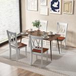 Giantex Dining Room Chairs Set of 2 White, Wooden Farmhouse Kitchen Chairs with Rubber Wood Seat, Acacia Wood Legs, Max Load 360 Lbs, Heavy Duty Wood Armless Dining Chairs with High Back