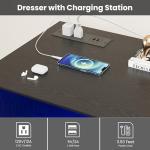 GAOMON Black Dresser for Bedroom with 6 Drawers, Modern Chest Featuring LED Lights and Charging Station, Spacious Storage Cabinet with Open Space for Living Room or Hallway