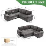 GARTMILAN Modular Sectional Sofa with Pull Out Bed Sleeper Sofa L Shaped with Storage, Sectional Couch for Living Room Convertible Sofa Bed with Removable Sofa Cover(5 Seats Grey)