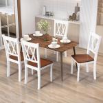 Giantex Dining Room Chairs Set of 2 White, Wooden Farmhouse Kitchen Chairs with Rubber Wood Seat, Acacia Wood Legs, Max Load 360 Lbs, Heavy Duty Wood Armless Dining Chairs with High Back
