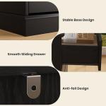 GAOMON Black Dresser for Bedroom with 6 Drawers, Modern Chest Featuring LED Lights and Charging Station, Spacious Storage Cabinet with Open Space for Living Room or Hallway