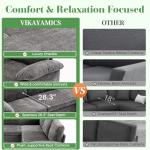 GARTMILAN Modular Sectional Sofa with Pull Out Bed Sleeper Sofa L Shaped with Storage, Sectional Couch for Living Room Convertible Sofa Bed with Removable Sofa Cover(5 Seats Grey)