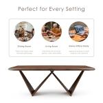 Furniture of America Nazaen III 82.5" Mid-Century Modern Solid Wood Live Edge Dining Table with Steel Support, Walnut Finish, Seats 6–8