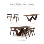Furniture of America Nazaen III 82.5" Mid-Century Modern Solid Wood Live Edge Dining Table with Steel Support, Walnut Finish, Seats 6–8