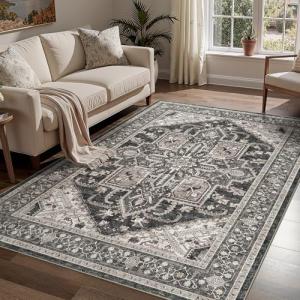 Boho Vintage Non-Slip Area Rug, 5x7 ft