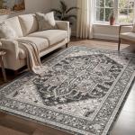 Boho Vintage Non-Slip Area Rug, 5x7 ft