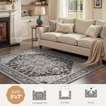 Boho Vintage Non-Slip Area Rug, 5x7 ft