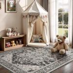 Boho Vintage Non-Slip Area Rug, 5x7 ft