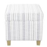 HomePop Home Decor | K7342-F2359 |Classic Square Storage Ottoman with Lift Off Lid | Ottoman with Storage for Living Room & Bedroom, Blue Stripe Large