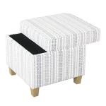 HomePop Home Decor | K7342-F2359 |Classic Square Storage Ottoman with Lift Off Lid | Ottoman with Storage for Living Room & Bedroom, Blue Stripe Large