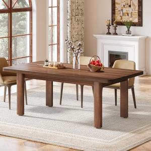 Tribesigns Farmhouse Wood Dining Table for 4-6 People, 63” Large Rectangle Kitchen Table, Dinner Table Kitchen & Dining Room Furniture with with Solid Wood Legs
