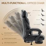 High Back Office Chair with Adjustable Headrest, Retractable Footrest & Lumbar Pillow, Ergonomic Bonded Leather Executive Desk Chair, Thick Padded Cushion, 90–135° Reclining Chair for Home OfficeBlack