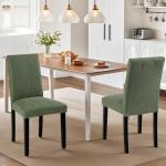 VECELO Upholstered Dining Chairs Set of 6, Modern PU Leather and Solid Wood Legs & High Back for Kitchen/Living Room- Green