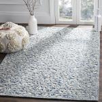 SAFAVIEH Trace Collection Area Rug - 5' x 8', Blue & Ivory, Handmade Wool, Ideal for High Traffic Areas in Living Room, Bedroom (TRC103B)