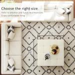 Befurtori Large Square Ottoman Coffee Table, Linen Solid Upholstered Footrest Ottoman with Solid Wood Shelf Storage Tufted Coffee Table for Bedroom Living Room, Ivory