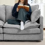 Grey Sectional Modular Sofa Cloud Couch, 105" Modern Convertible L-Shape Sofa Deep 3-Seater Soft Chenille Comfy Upholstered with Removeable Ottoman Set and Removable Cushions for Living Room