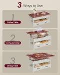 VASAGLE Coffee Table Lift Top, 3 in 1 Center Table with Storage, Gas Spring, 2 Drawers and 3 Hidden Compartments, Open Shelf, for Living Room, Home Office, Honey Brown and Rustic White ULCT254W01