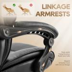 High Back Office Chair with Adjustable Headrest, Retractable Footrest & Lumbar Pillow, Ergonomic Bonded Leather Executive Desk Chair, Thick Padded Cushion, 90–135° Reclining Chair for Home OfficeBlack