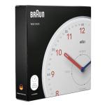 Braun Analogue Time Teacher Wall Clock with Silent Quartz Movement, Easy to Read Dial, 23cm Diameter in White, Model BC26TW.